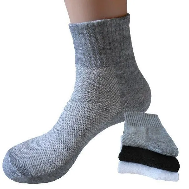 10 Pairs Per Lot Men's Spring Autumn Black Gray Cotton Mesh Socks