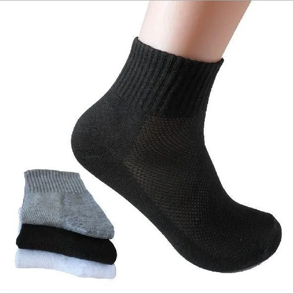 10 Pairs Per Lot Men's Spring Autumn Black Gray Cotton Mesh Socks