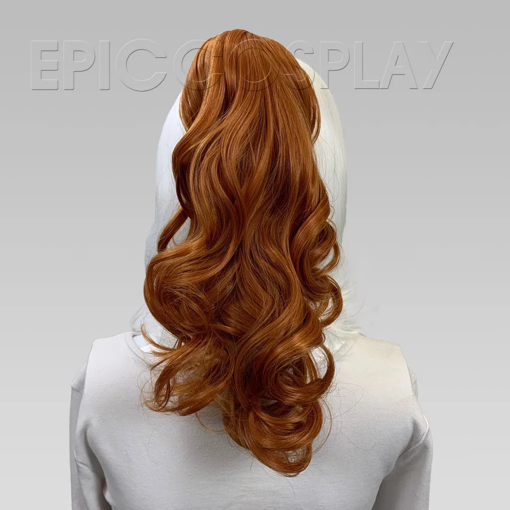 20" Autumn Orange Mix Wavy Curly Ponytail Clipon