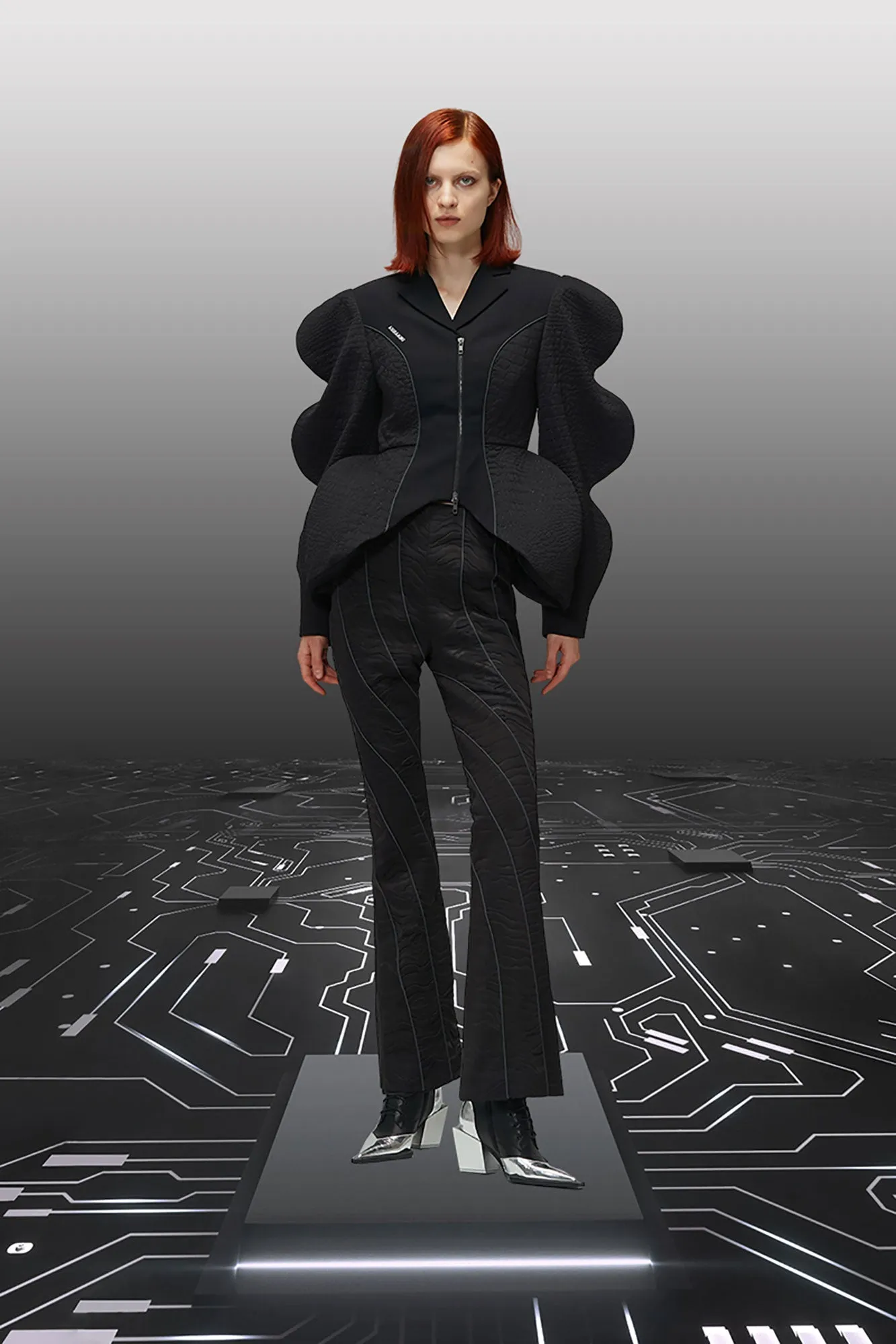 3D wave sleeve splitted coat