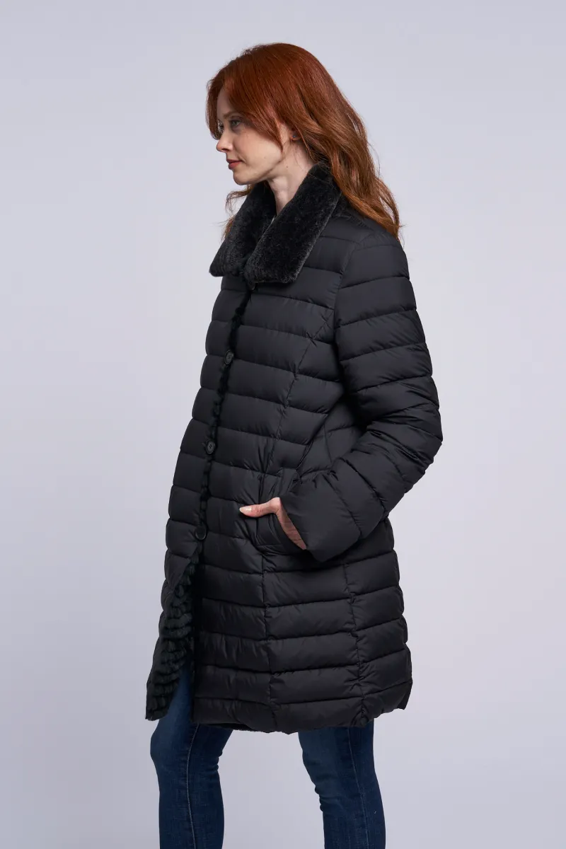 4255 Down coat reverses to genuine shearling