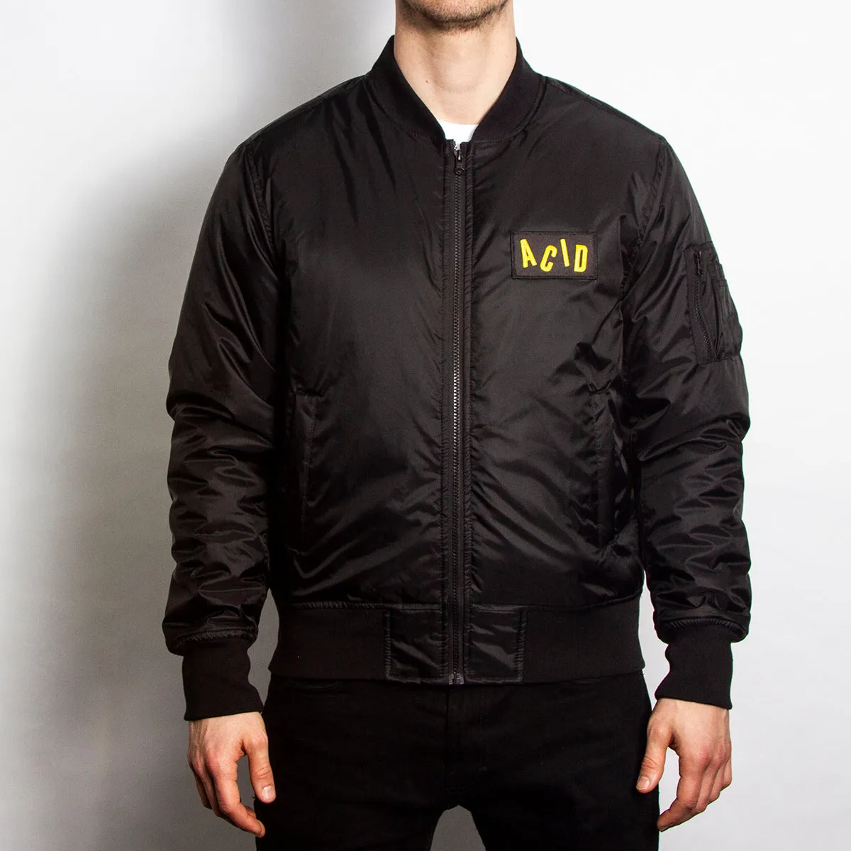 Acid Letter - Padded Bomber Jacket - Black