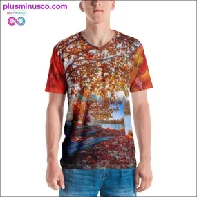 All over print, Fall autumn leaves, orange, scarlet, red,