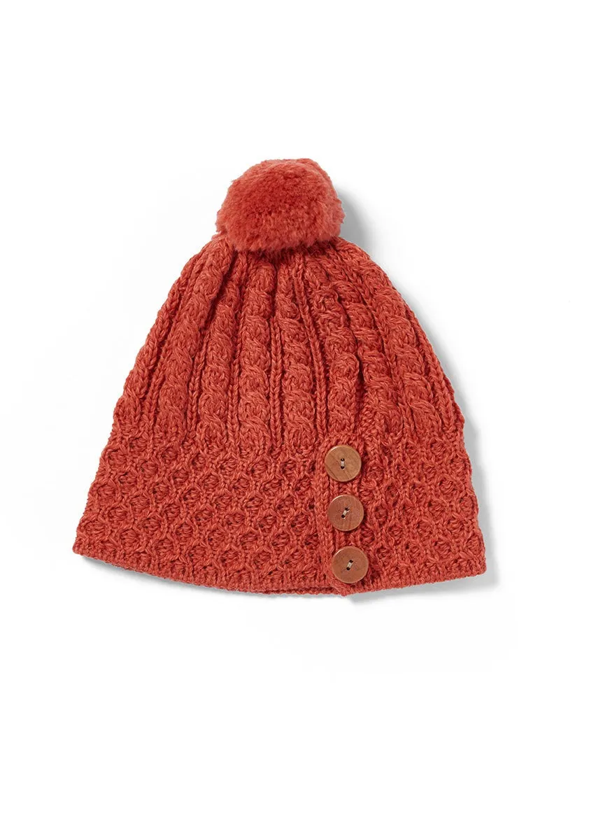 Aran Button Hat | Autumn Leaves