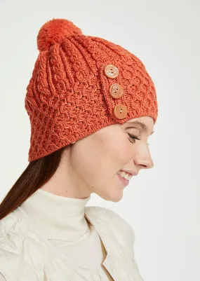 Aran Button Hat | Autumn Leaves