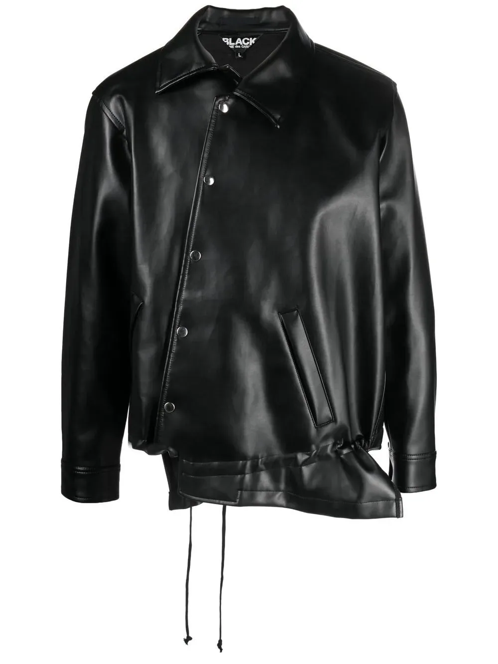 Asymmetric-Hem Artificial Leather Jacket