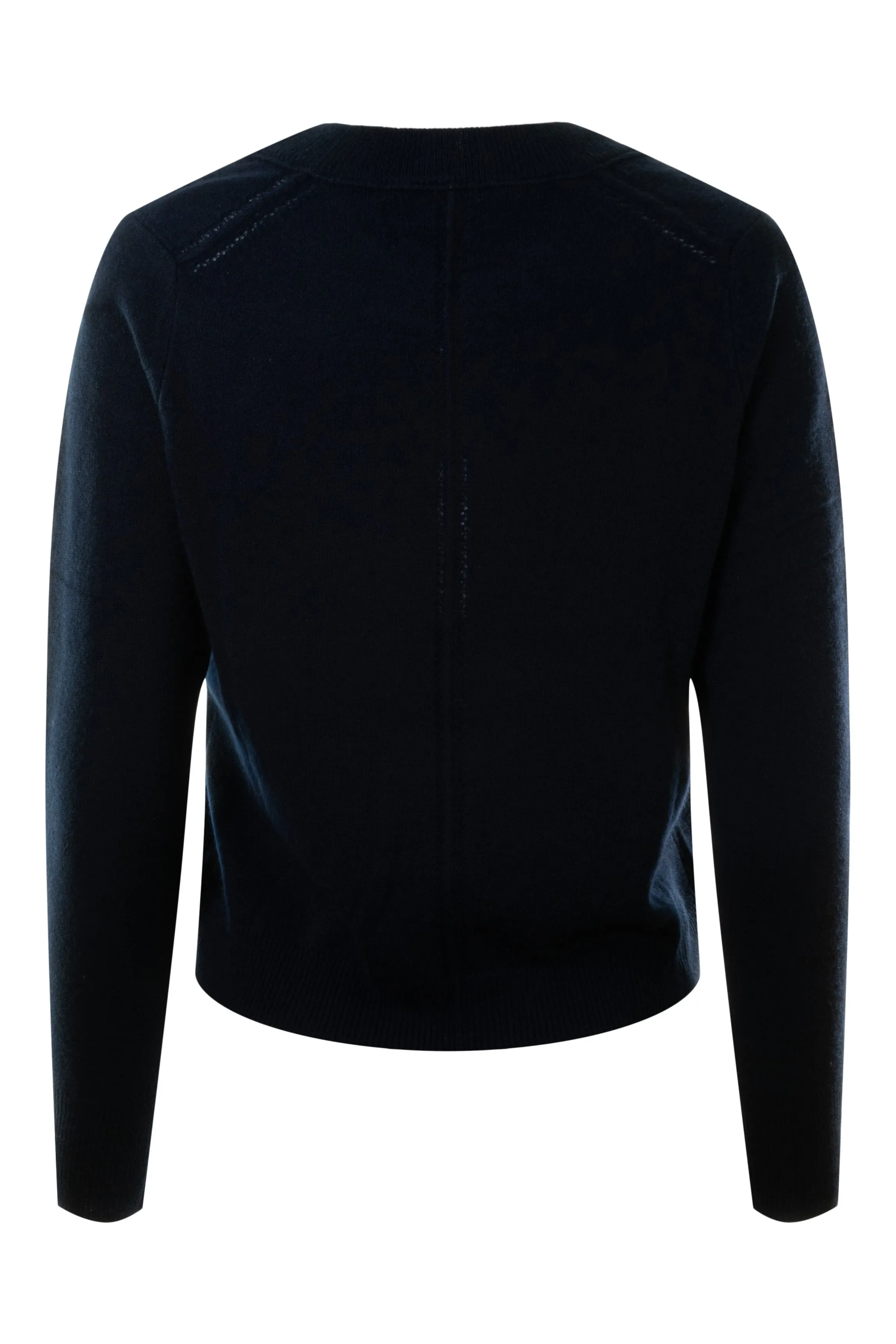 Autumn Cashmere Crewneck Sweater with Reversed Seams in Navy