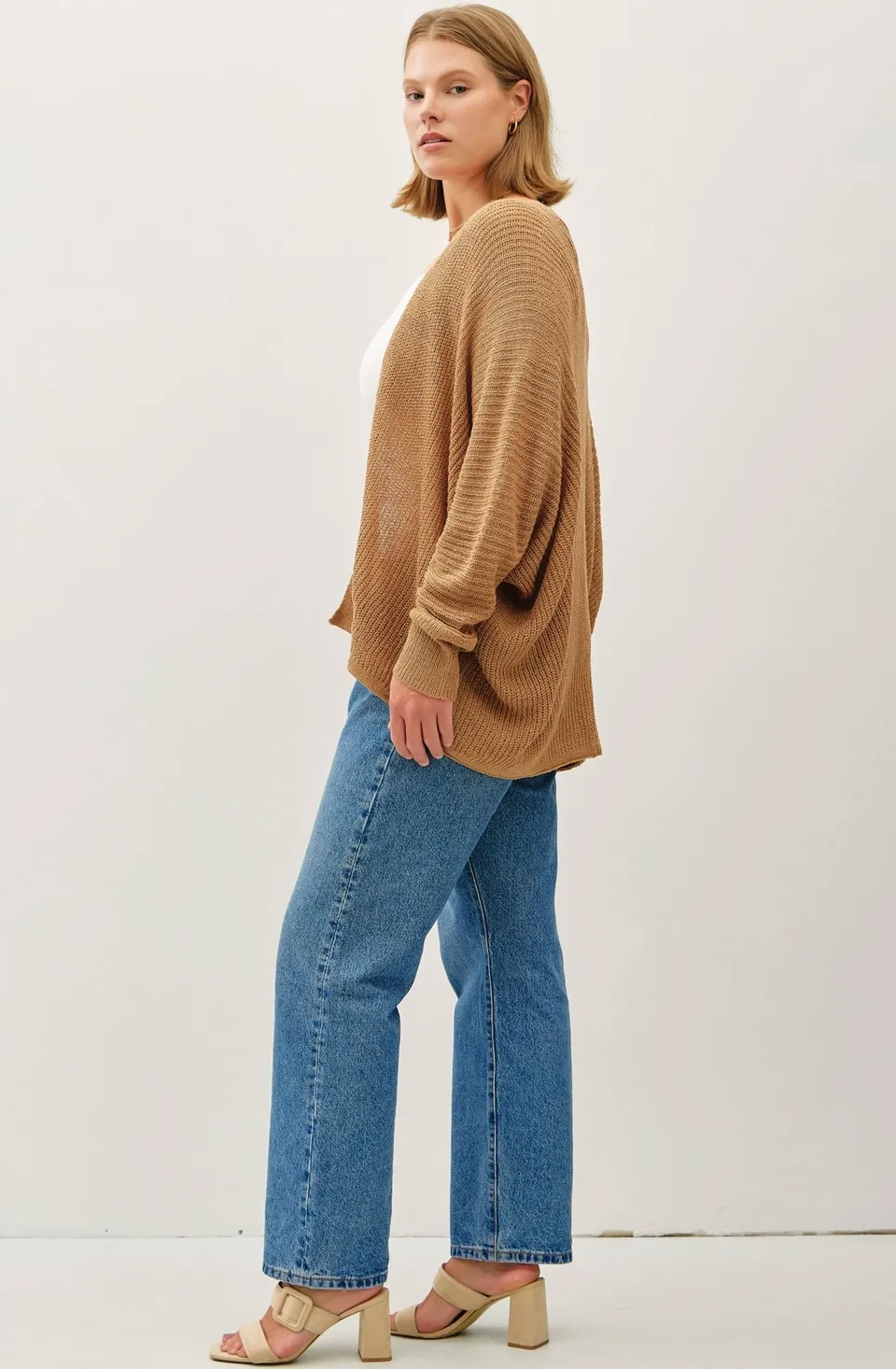 Autumn Dolman Knit Cardigan: Camel