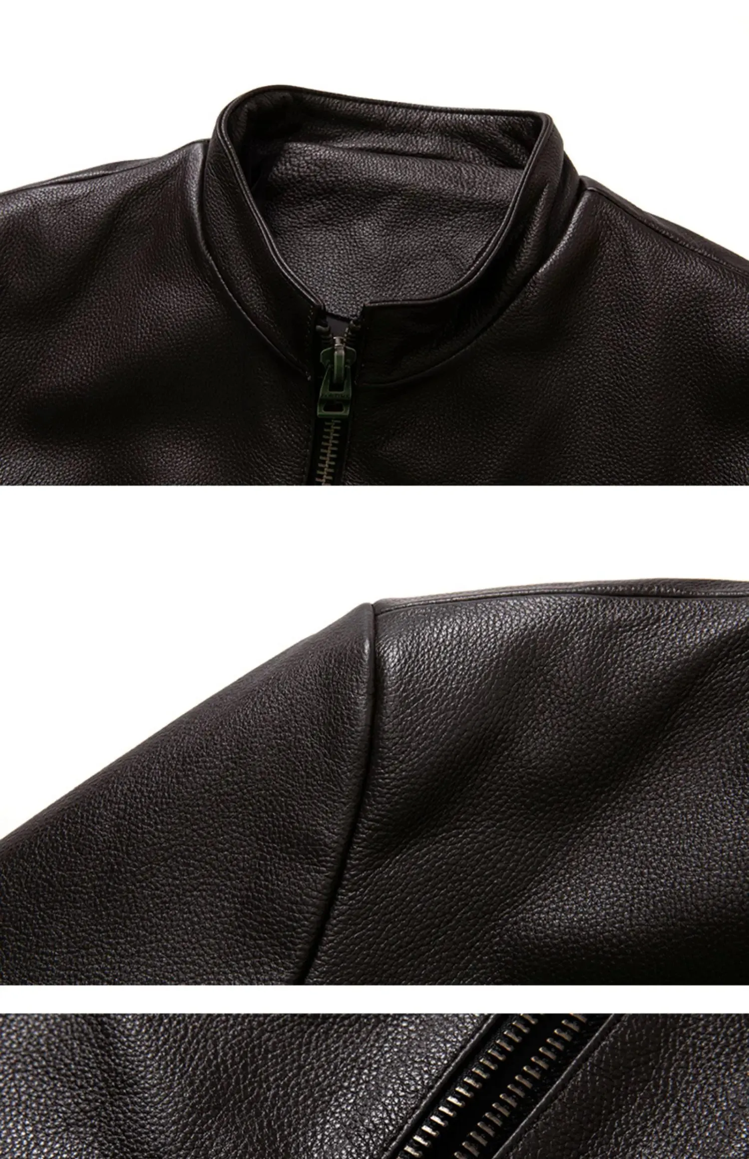 Autumn Fashion Cowhide Genuine Leather Stand Collar Jacket for Men