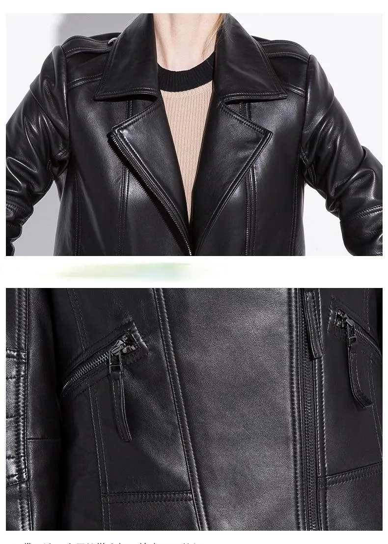 Autumn Fashion Real Sheepskin Leather Short Jacket for Women