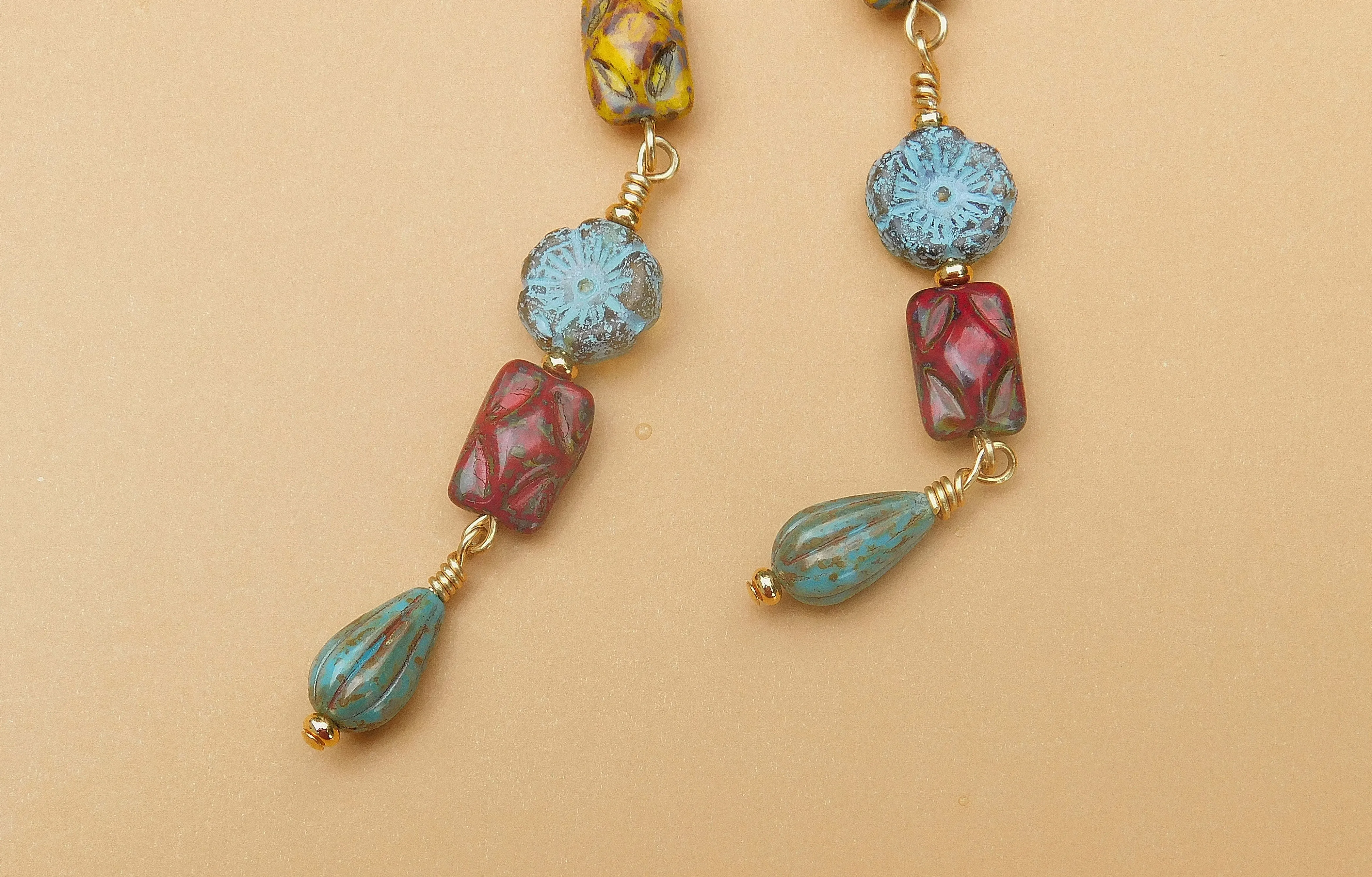 Autumn Inspired Dangling Czech Boho Earrings