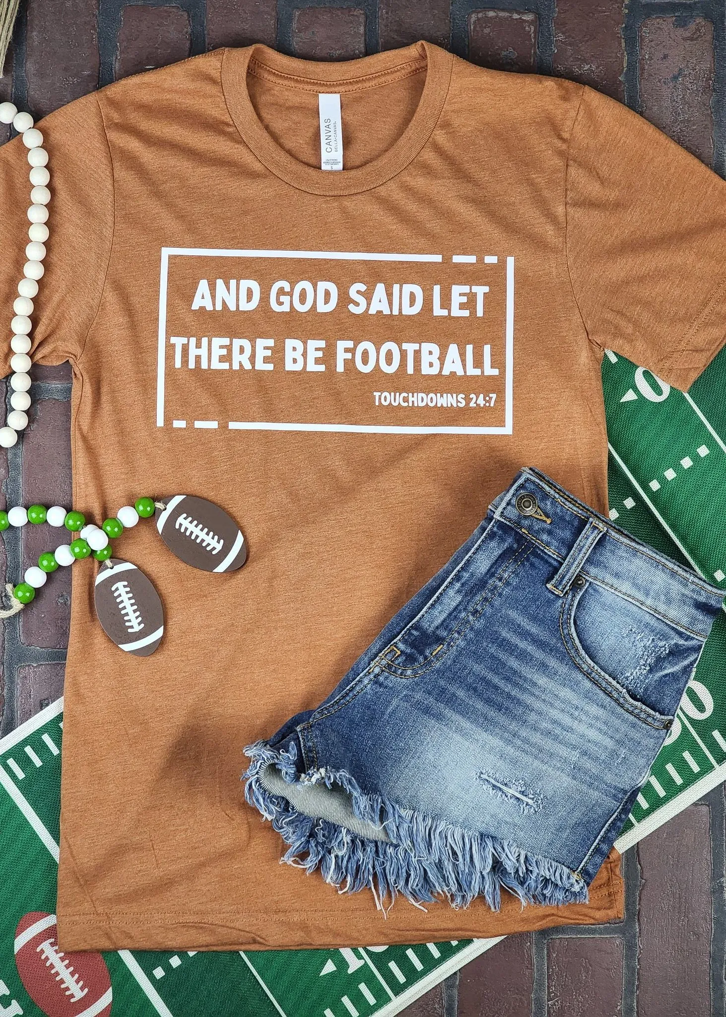 Autumn Let There Be Football Short Sleeve Graphic Tee