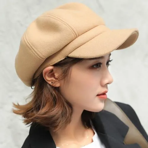 Autumn Winter Unisex Woolen Hats with Solid Plain Octagonal Pattern