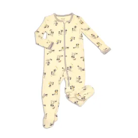 Bamboo Fleece Zip-up Footies (Autumn Raccoon Print)