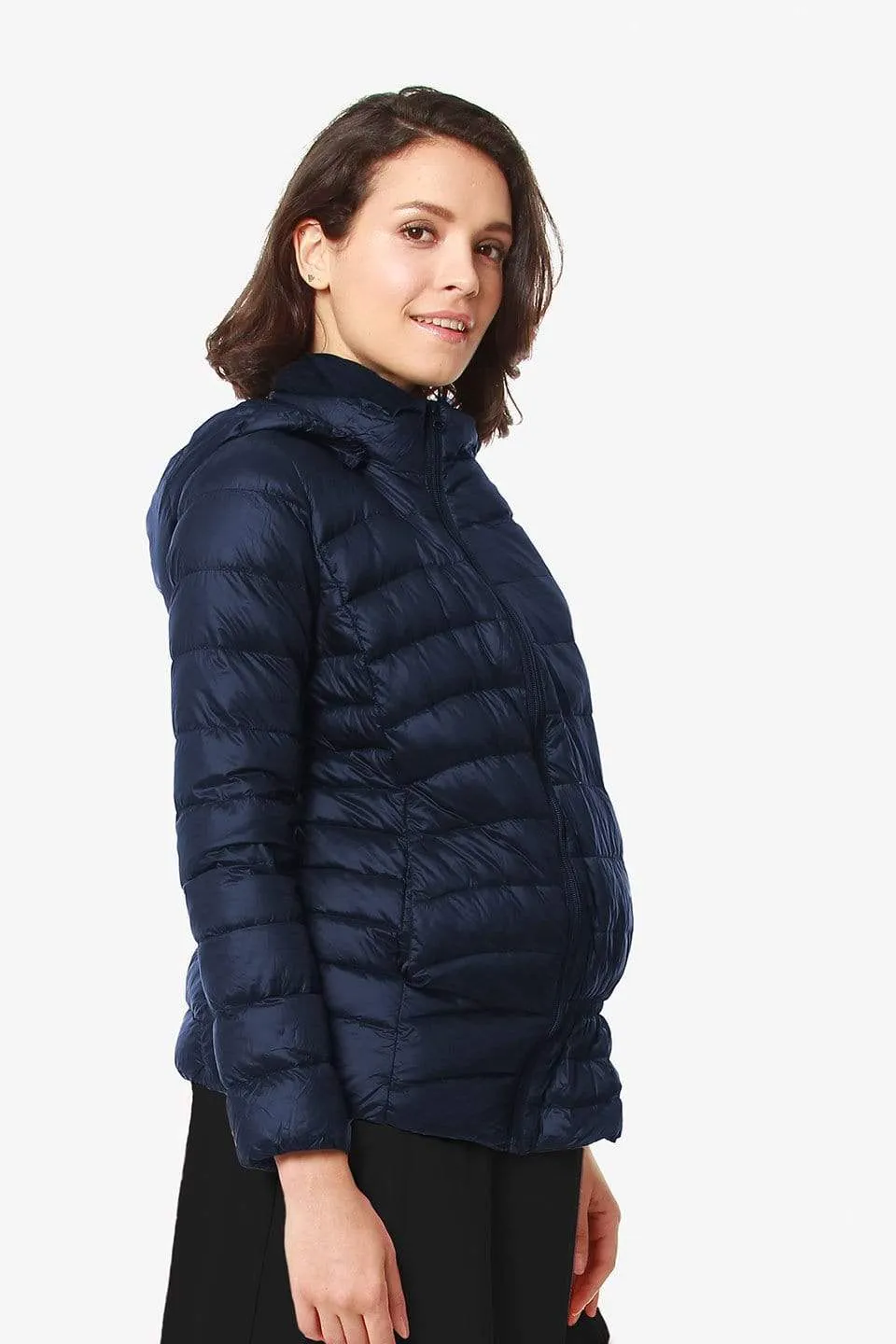 Belle Hooded Down-Filled Maternity Jacket Navy