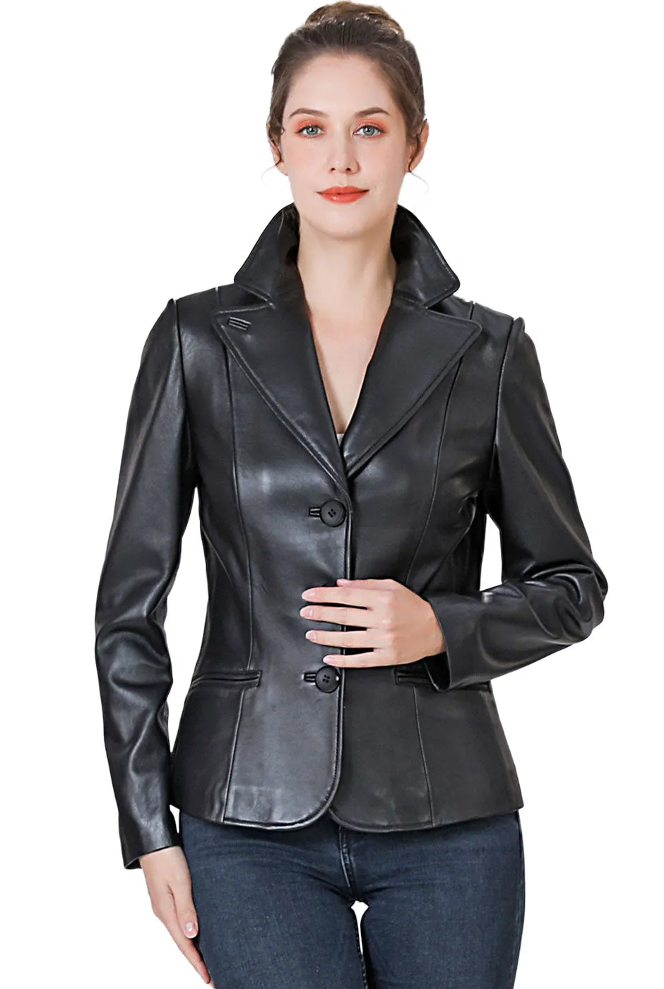 BGSD Women Nala Lambskin Leather Blazer Jacket