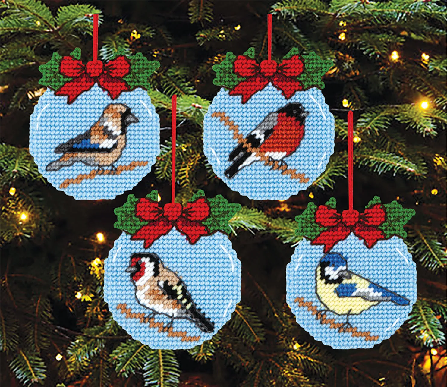 Birds of Winter Plastic Canvas Ornaments