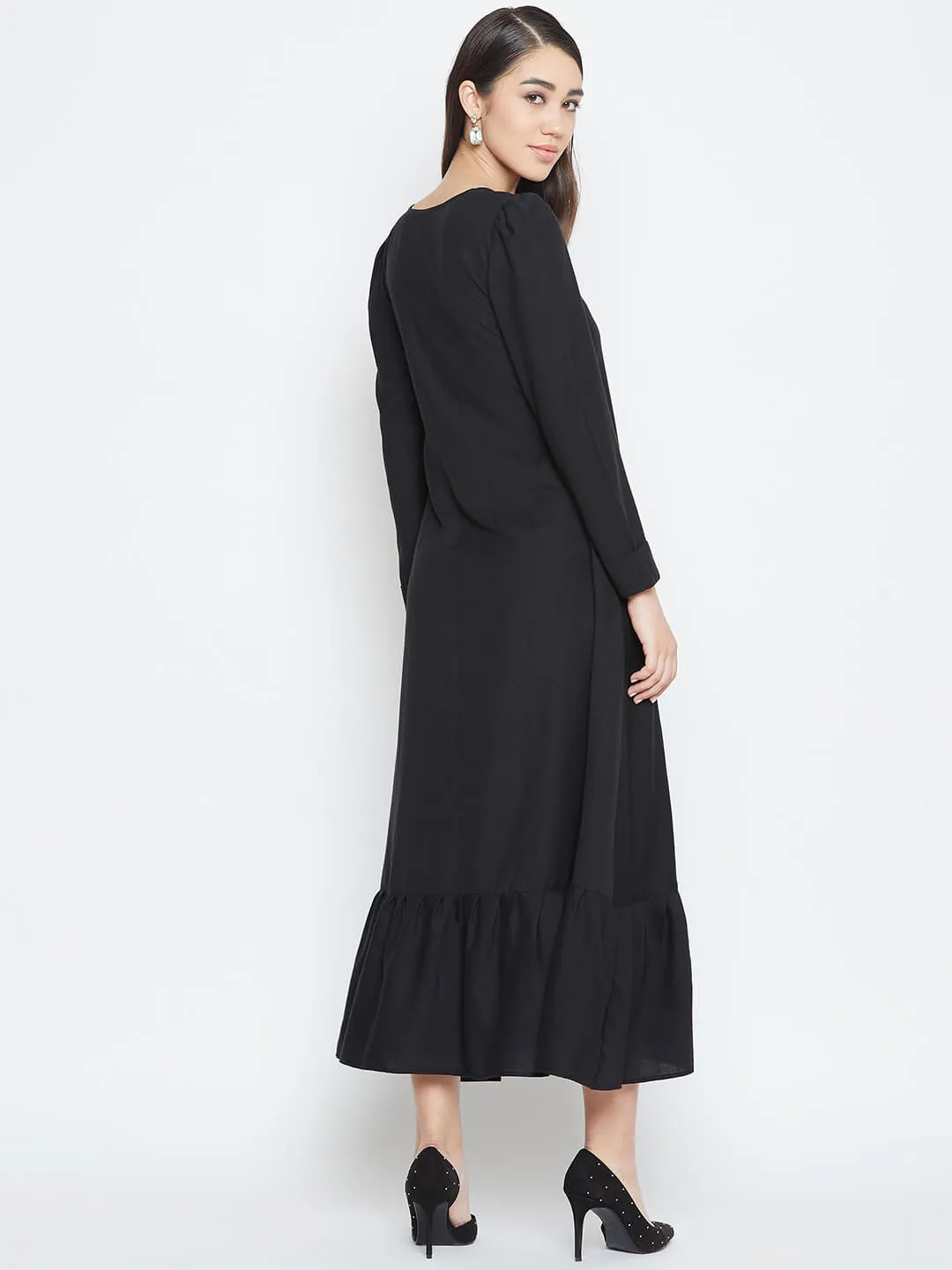 Black Spun Winter Maxi Dress