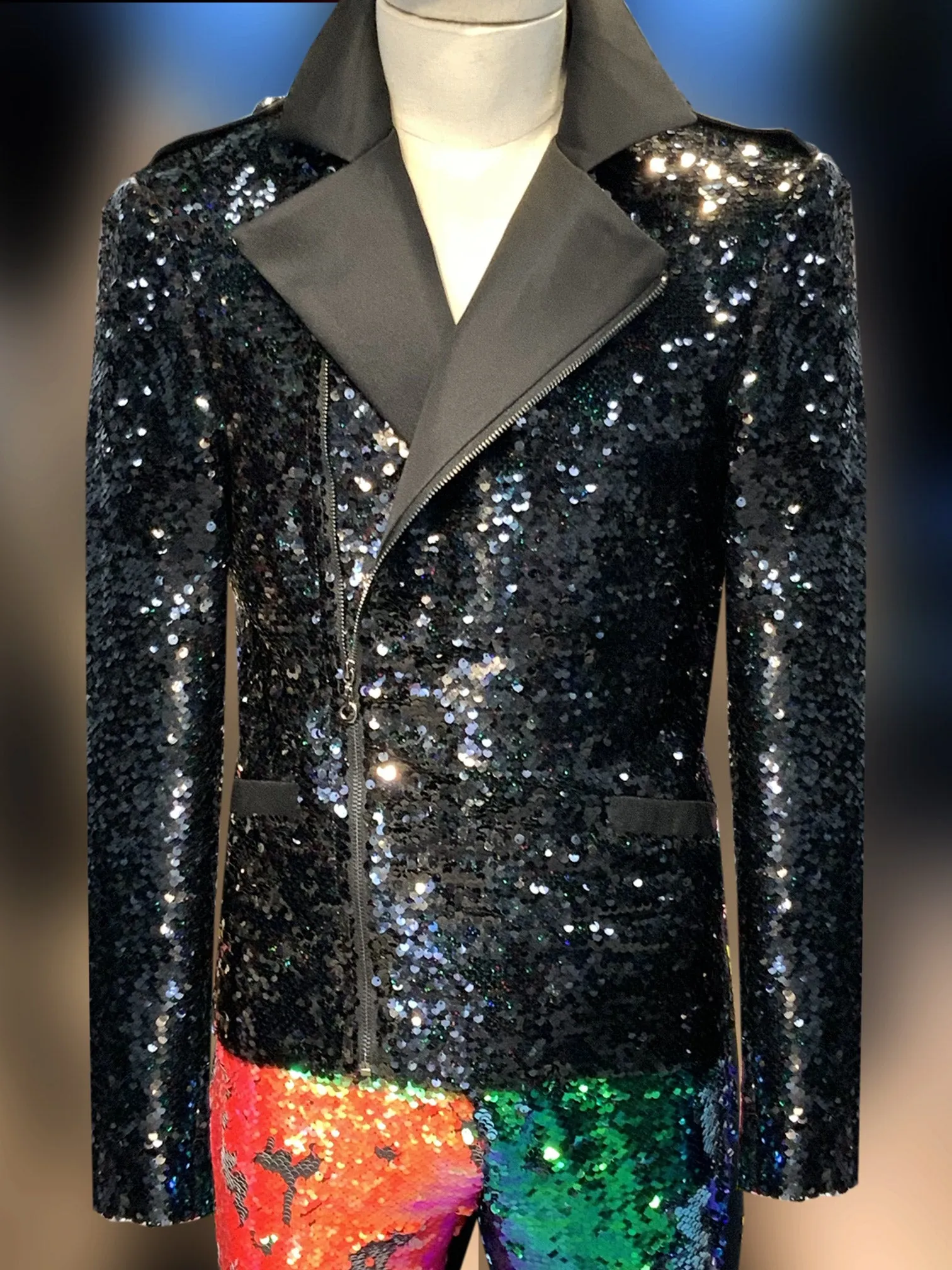 bomber sequin jacket, black