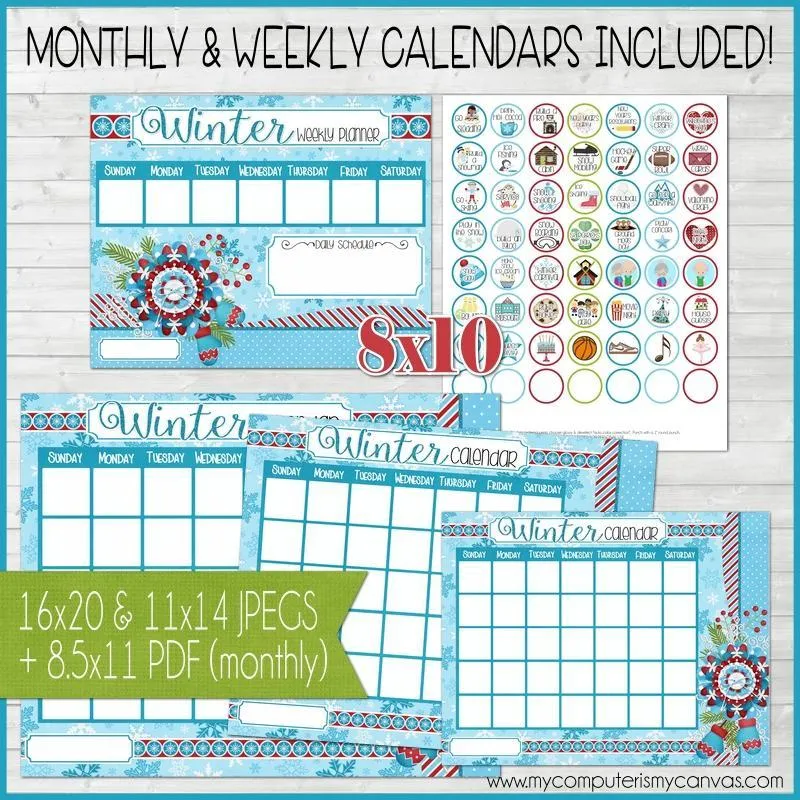 Bottle Cap Activity Calendar {WINTER} PRINTABLE