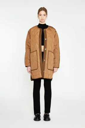 Brown Dark-Brown Quilted Coat