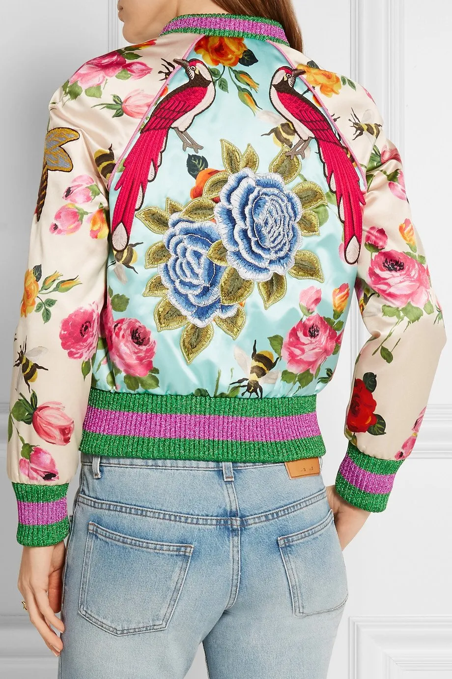 'Butterfly Applique' Printed Bomber Jacket