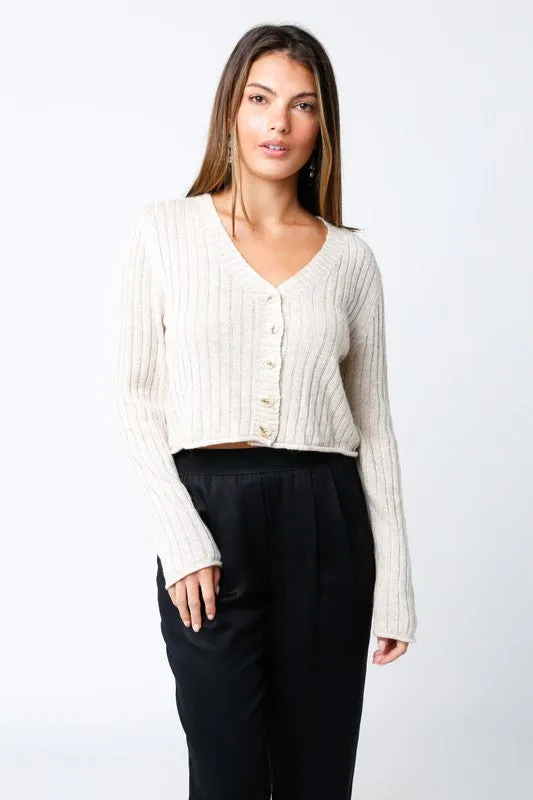 Button Down Crop Cardigan