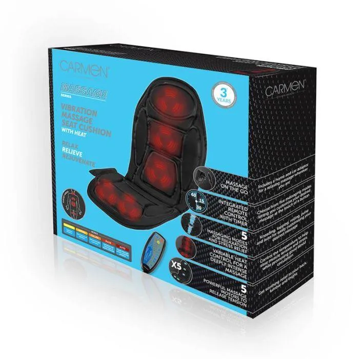 Carmen Heated Vibration Cushion Massage Seat - Black | C81133