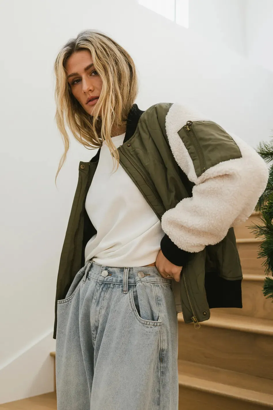 Catching Feelings Bomber Jacket in Olive