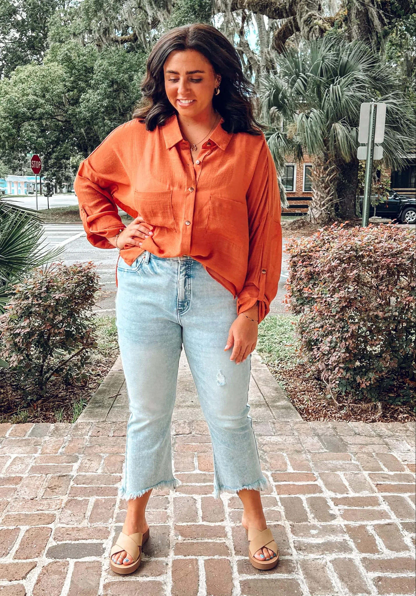 Caz Button Down Top | Rust