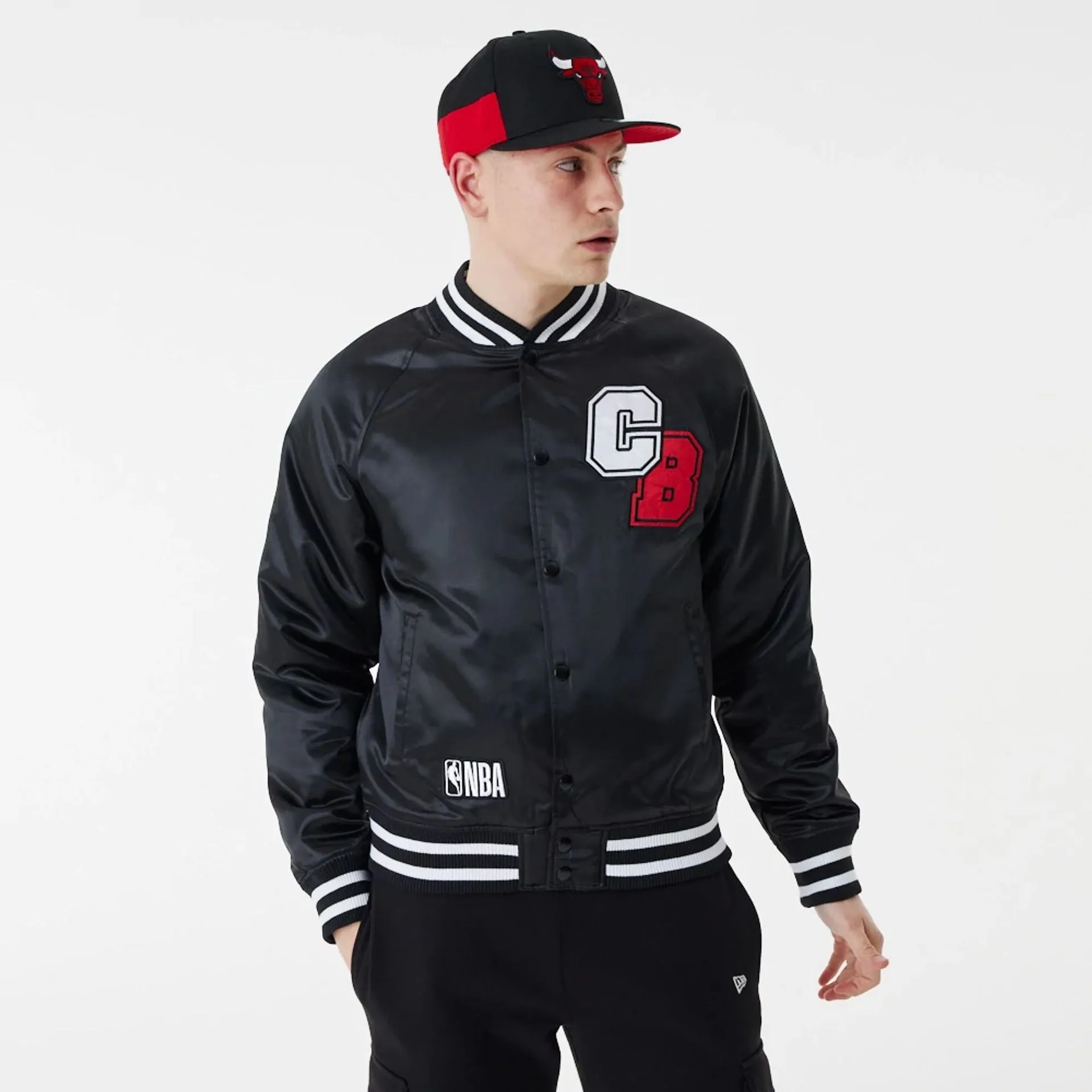 Chicago Bulls NBA Black Satin Bomber Jacket