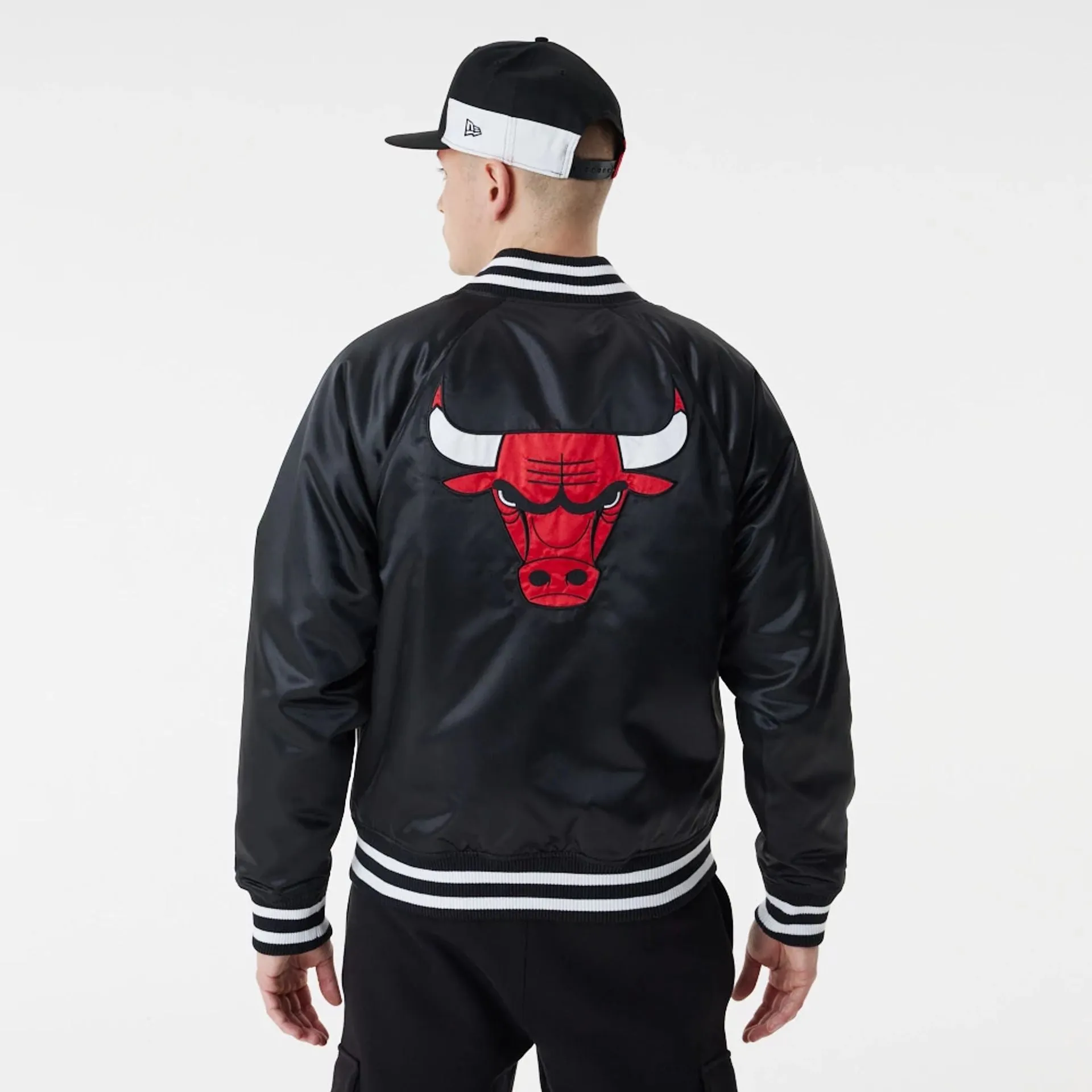 Chicago Bulls NBA Black Satin Bomber Jacket