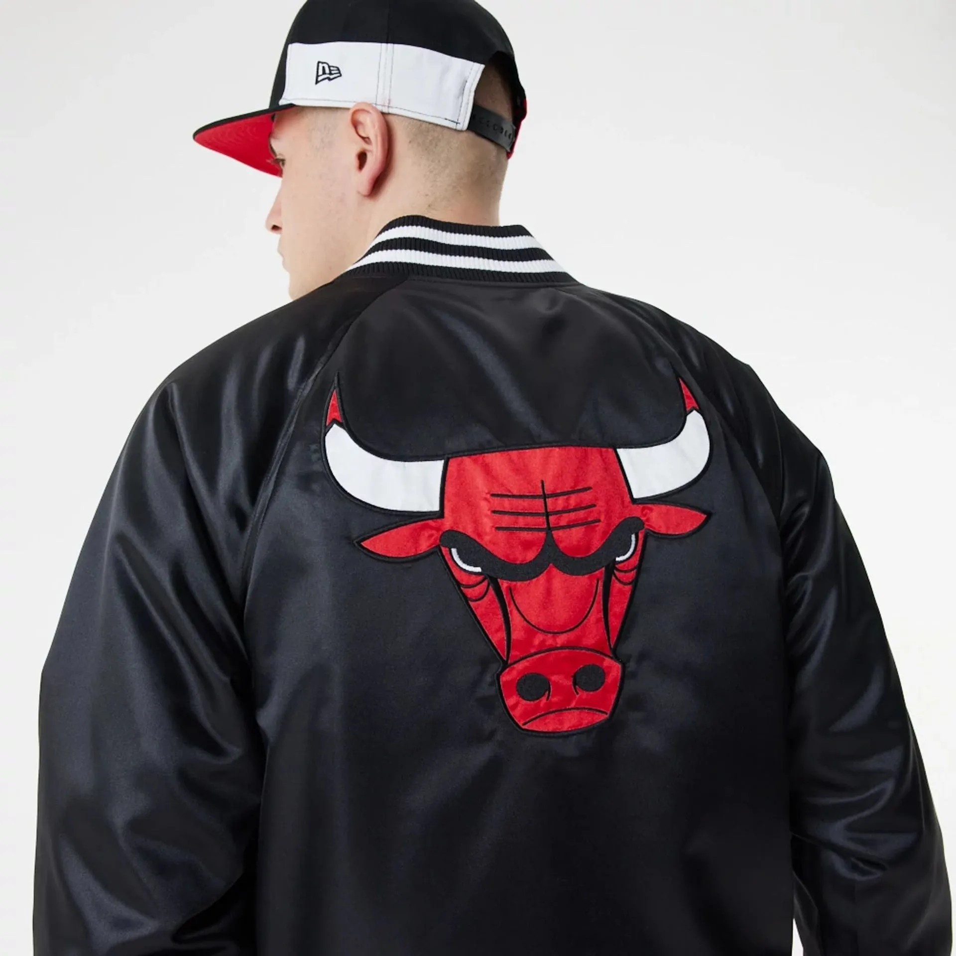 Chicago Bulls NBA Black Satin Bomber Jacket