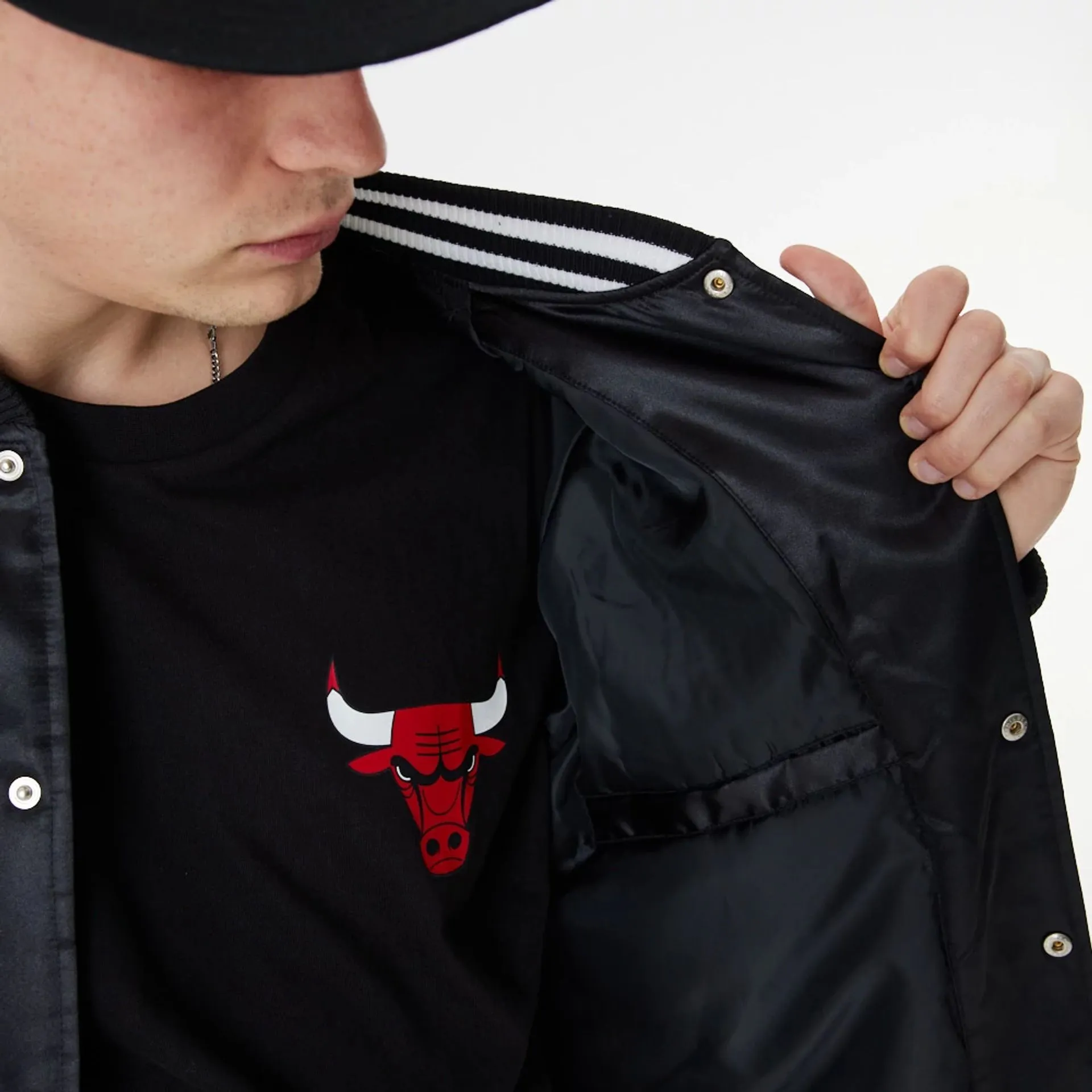 Chicago Bulls NBA Black Satin Bomber Jacket