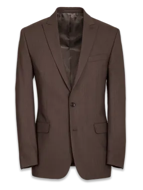 Classic Fit Essential Wool Peak Lapel Side Vents Suit Jacket - Brown