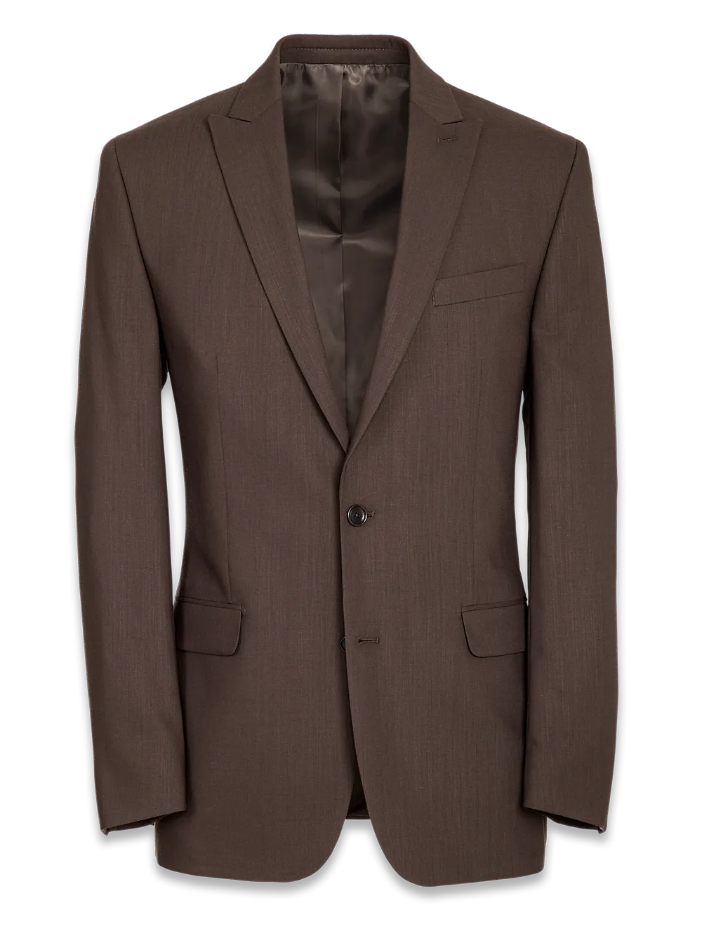 Classic Fit Essential Wool Peak Lapel Side Vents Suit Jacket - Brown