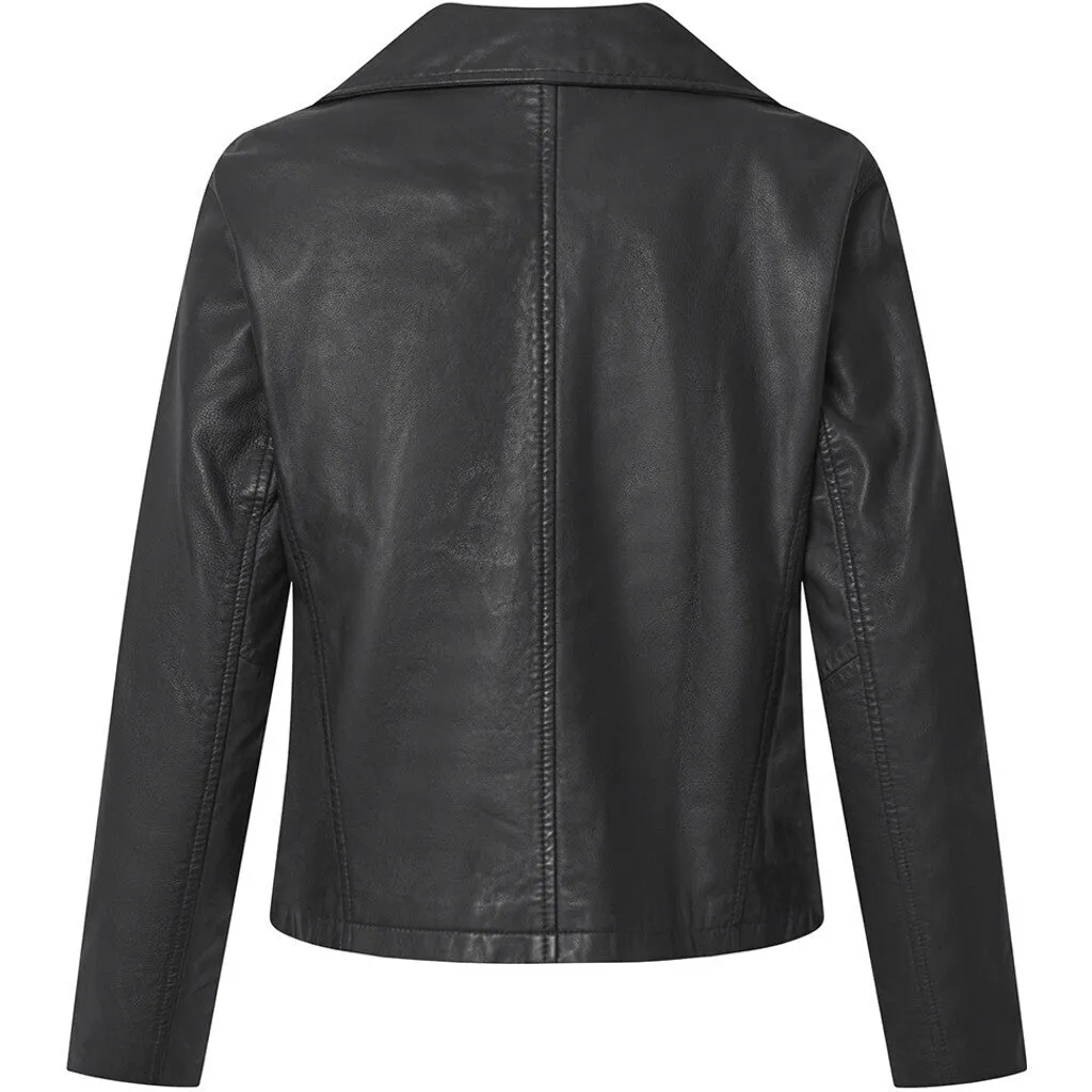 Cool Biker Leather Jacket / 51246 - Black (Nero)