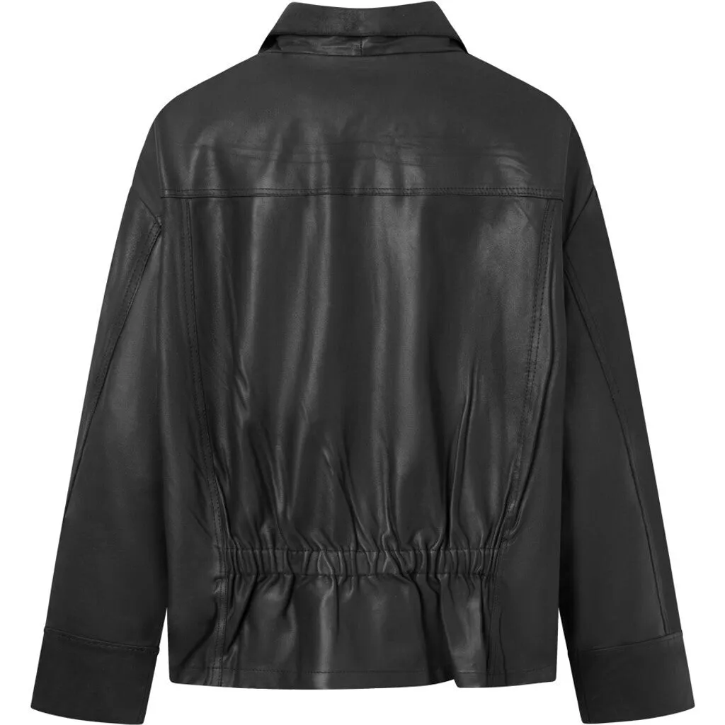 Cool Laura leather jacket in retro look / 50796 - Black (Nero)