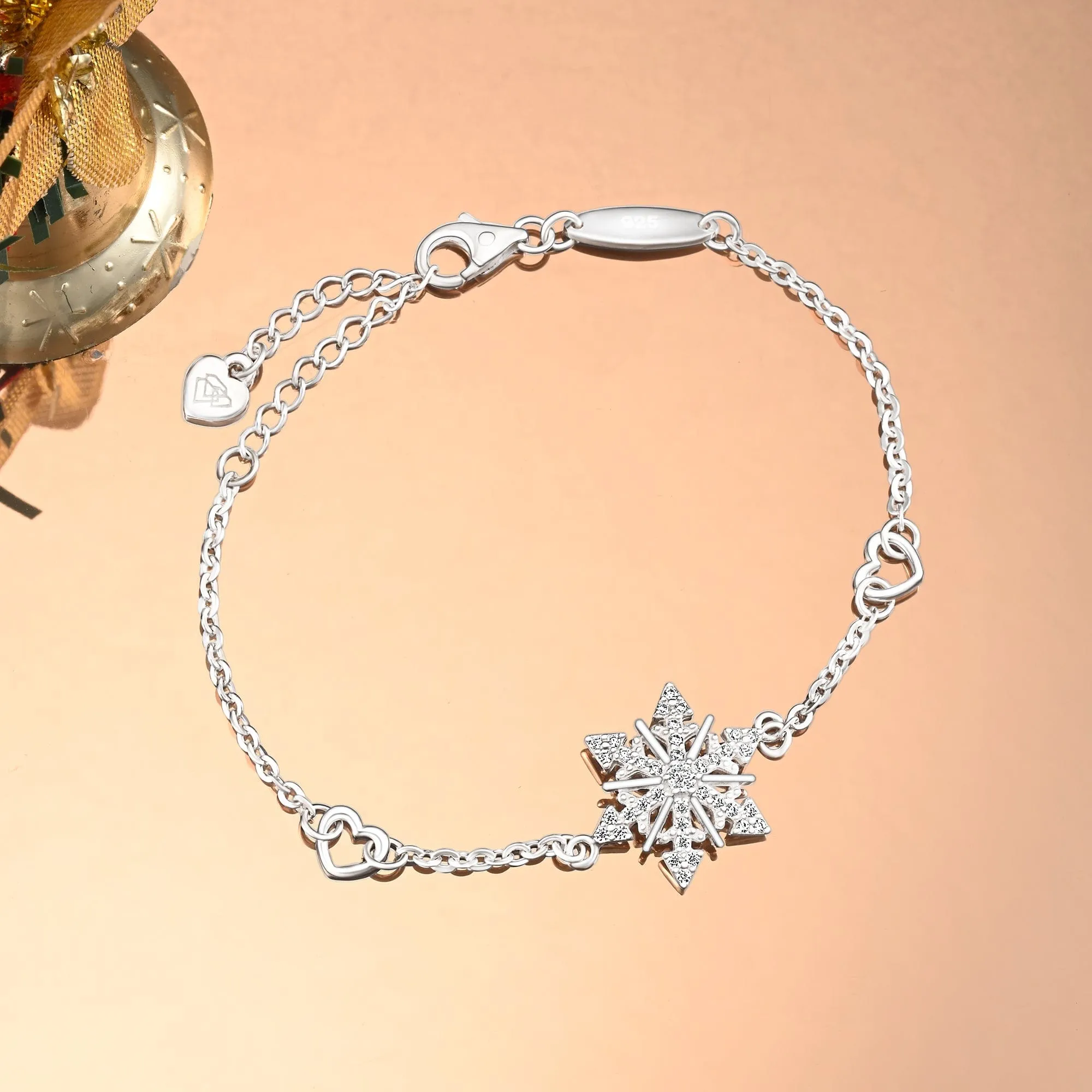 CZ Winter Star Snowflake Bracelet Silver