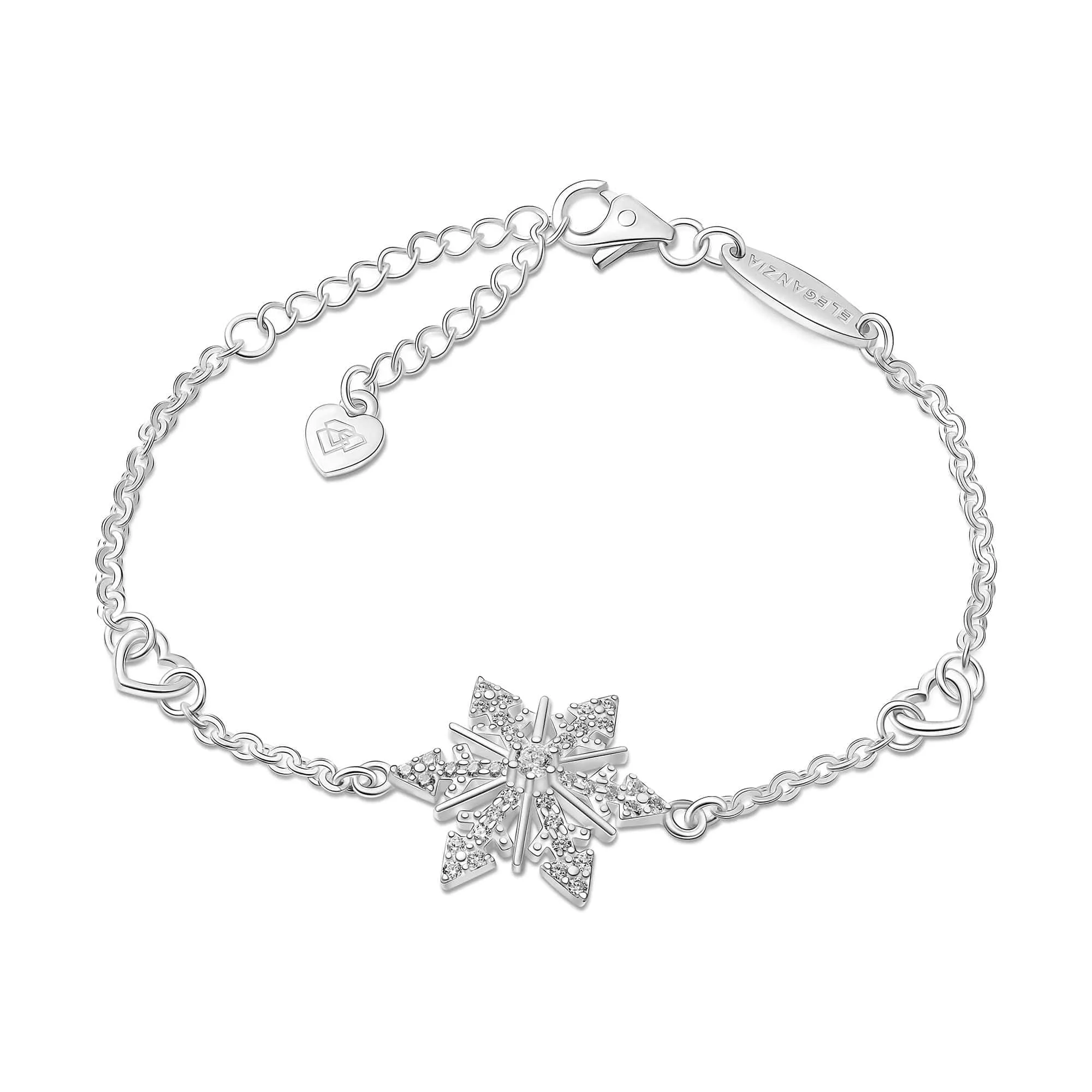 CZ Winter Star Snowflake Bracelet Silver