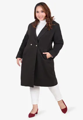 Doha Double Breasted Long Coat - Black