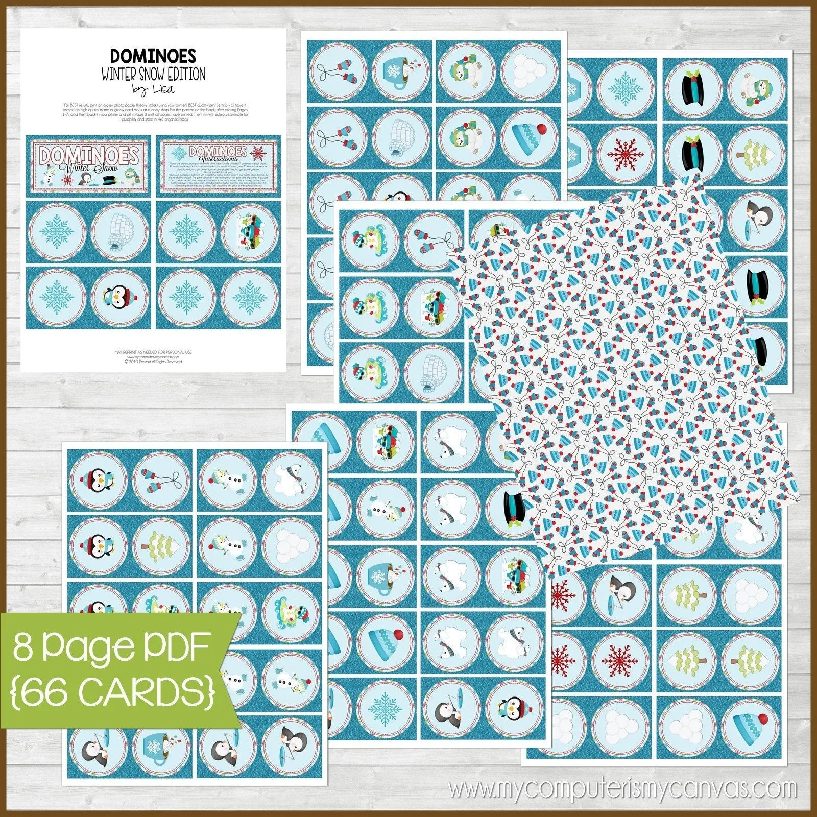 DOMINOES Game {Winter} PRINTABLE