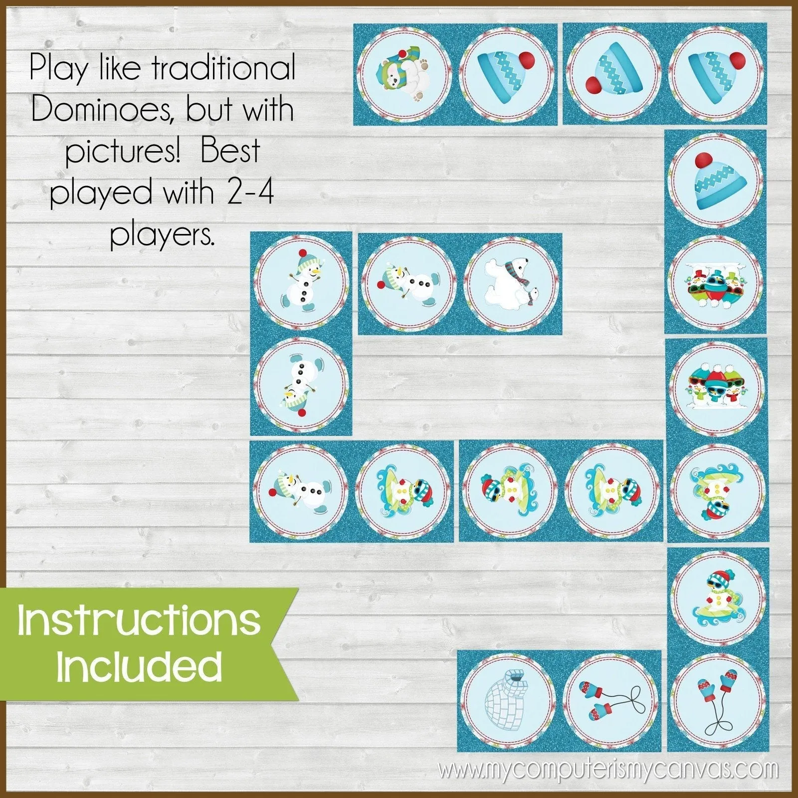 DOMINOES Game {Winter} PRINTABLE