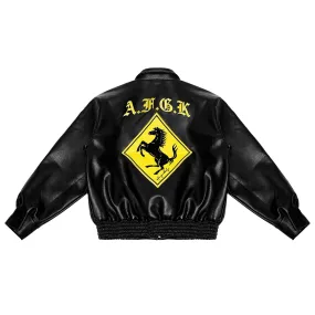 Black Racing Ferrari Leather Jacket by DONCARE (AFGK)