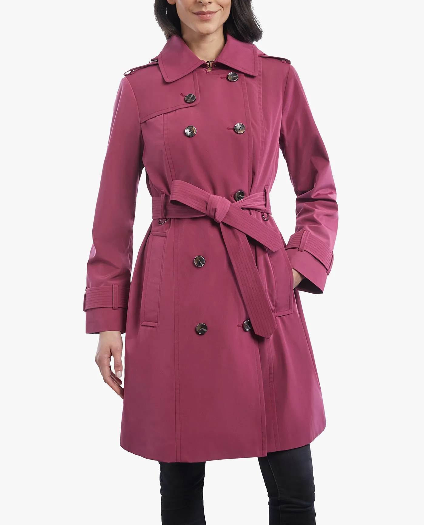 DOUBLE BREASTED BUTTON FRONT TRENCH WITH BELT