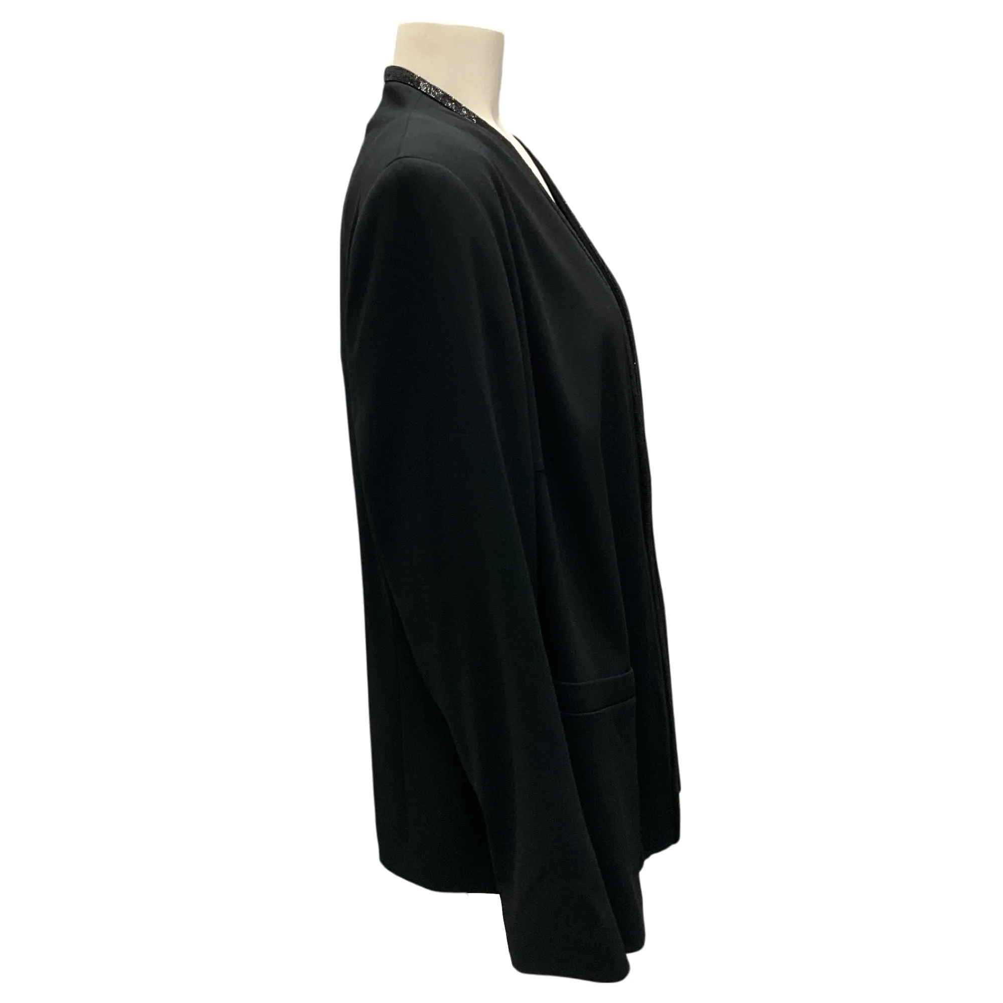 Escada Black Besli Beaded Trim Crepe Evening Jacket