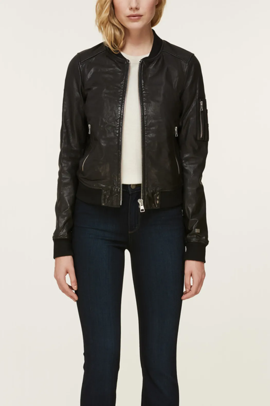 Farica Leather Bomber Jacket