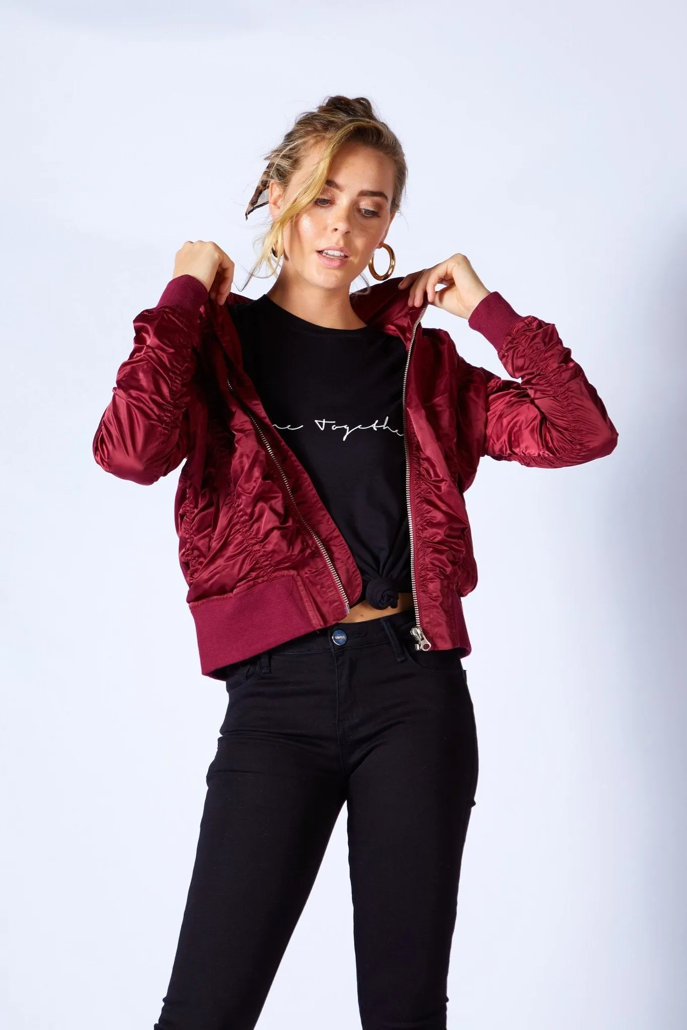 Fate   Becker Weekender Bomber Jacket in Deep Merlot