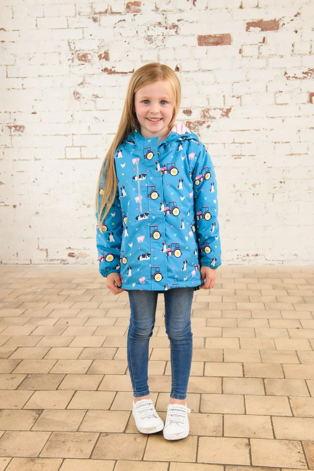 Freya Coat - Teal Farm Print