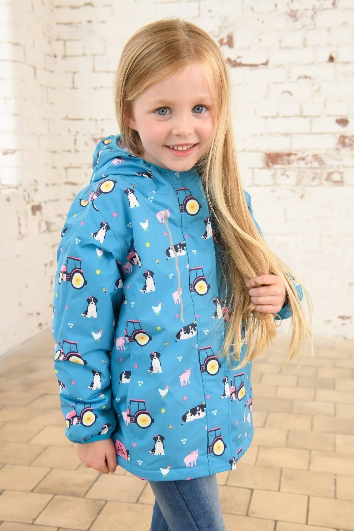 Freya Coat - Teal Farm Print